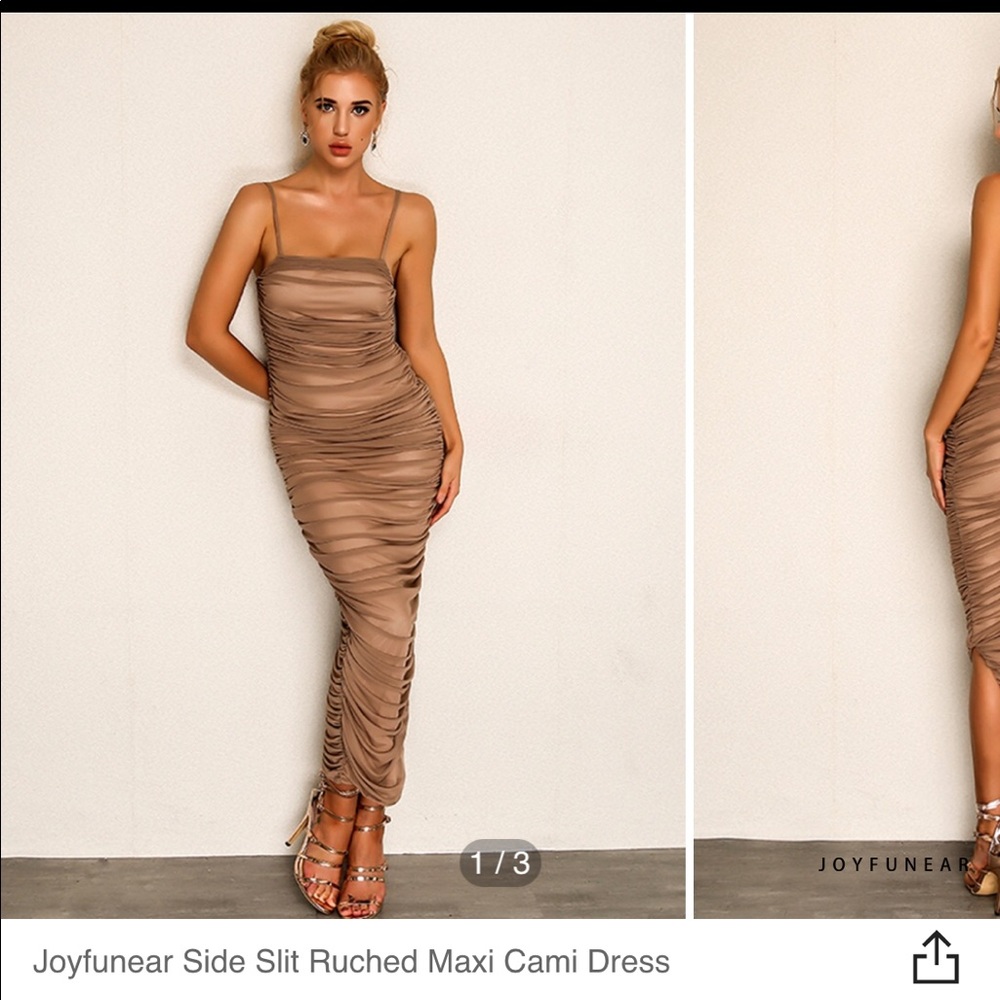 Brand new Tan Ruched Dress